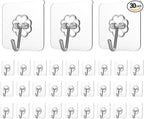 Adove Heavy Duty Wall Hooks, 30 Pack Transparent Stainless Steel & PVC Hooks by Unknown
