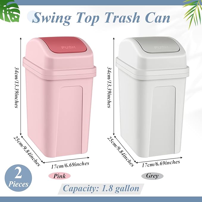 Sumind 2 Pcs 1.8 Gallon Bathroom Trash Can - Image 2