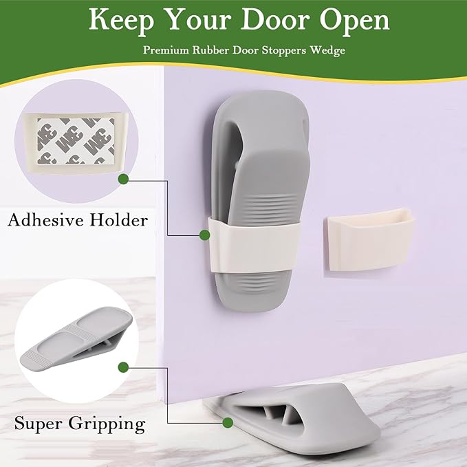 Fursafe&Q Rubber Door Stoppers for Bottom of Door, Door Stop Wedge - Image 3