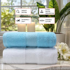 Cotton Bath Towels Set, 2-Piece Set Super Absorbent Quick Drying, Suitable - Image 3