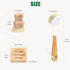 Natural Bristle Dish Brush Set, 1 Wooden Dish Brush and 1 Bamboo Dish Brush - Image 9
