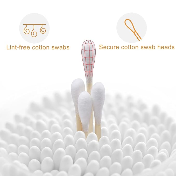 800 ct Bamboo Cotton Swabs for Ears, Double-Tipped Organic Bamboo Sticks for - Image 2