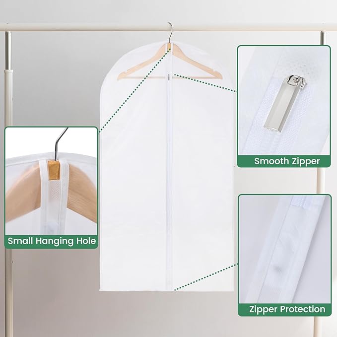 12 Pack Garment Bags for Hanging Clothes - Image 4