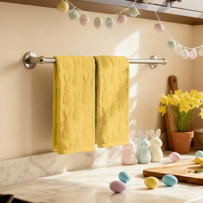 Artoid Mode 2 Pcs Yellow 3D Rabbit Jacquard Easter Hand Towels - Image 5