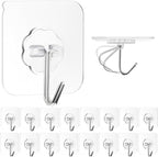 ZESLMG Adhesive Wall Hooks for Hanging, 16 Pack Self Sticky Hooks Heavy Duty by ZESLMG