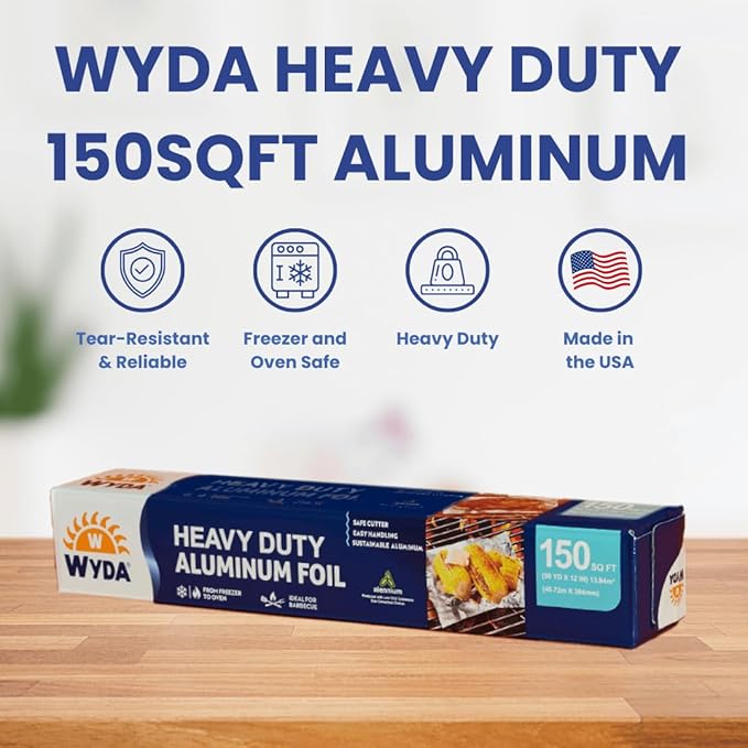 Wyda Heavy Duty Aluminum Foil – 150 Sq Ft |Strong Food-Grade - Image 3