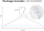 StorageWorks White Wooden Hangers 30 Pack, Heavy Duty Wood Hangers - Image 3