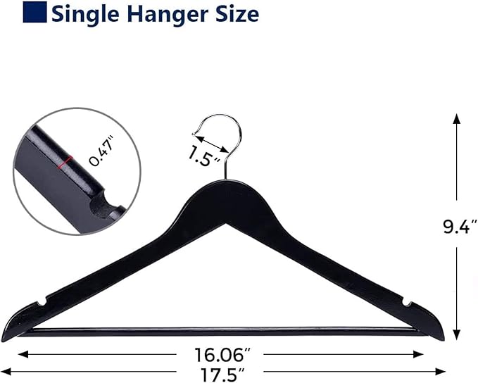 JS Hanger Wooden Coat Hangers, 20 Pack High Grade Wood Suit Hangers - Image 3