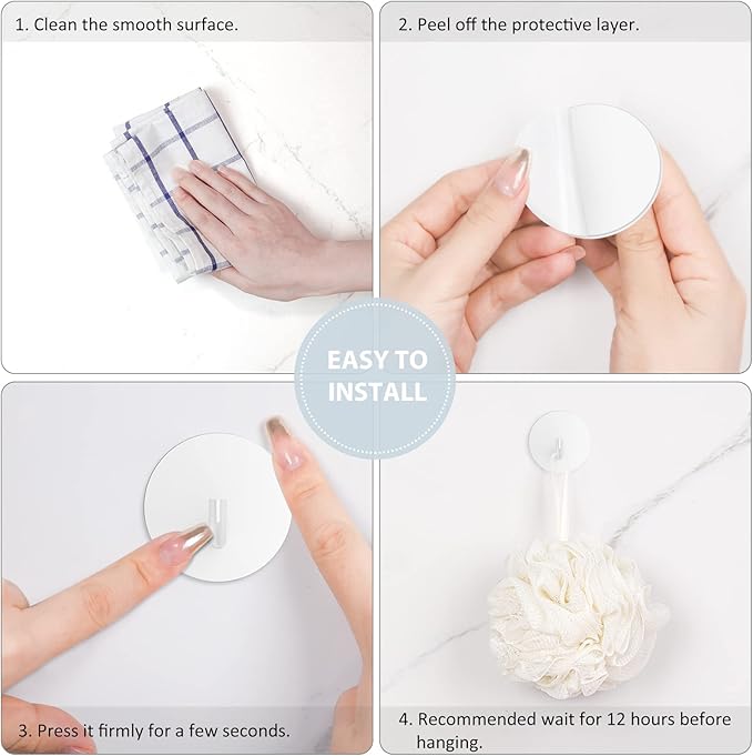 VIS'V Adhesive Hooks, Small Metal Shower Wall Stick on Hooks, Waterproof - Image 6