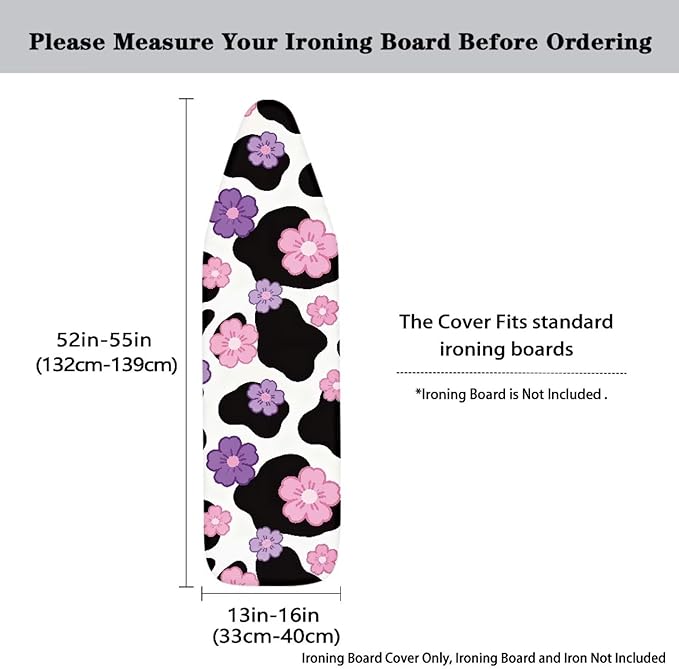 Pink Flower Cow Print Ironing Board Cover Soft Stain Resistant Ironing Board - Image 5
