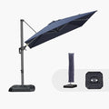 PURPLE LEAF 8'×8' Patio Cantilever Umbrella with Base Included Offset Outdoor Umbrella with cover Square umbrella outdoor patios for Backyard Pool Garden Navy Blue by PURPLELEAF