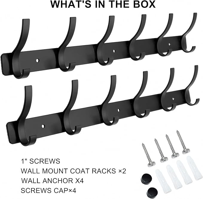 Coat Rack Wall Mounted, 6 Coat Hooks - Image 7