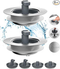 Hibbent 2 Pack 3 in 1 Kitchen Sink Drain Strainer and Stopper Combo, Stainless by Hibbent