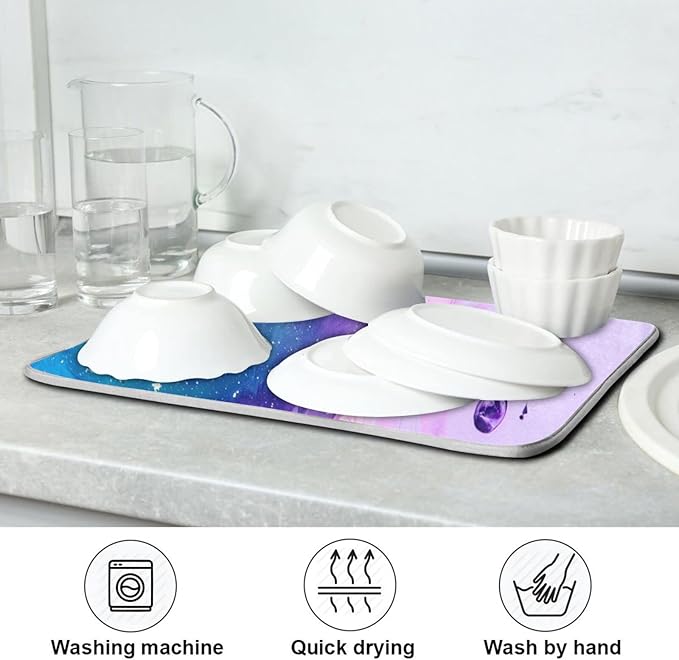Super Absorbent Dish Drying Mat, Microfiber Fast-Drying Dish Mat, Kitchen Dish - Image 7