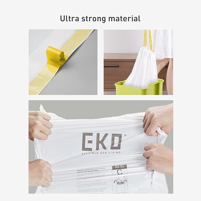 EKO 4 Gallon / 10-15 Liter, Extra-Strong Unscented Garbage Bags, Easy-Dispense - Image 4