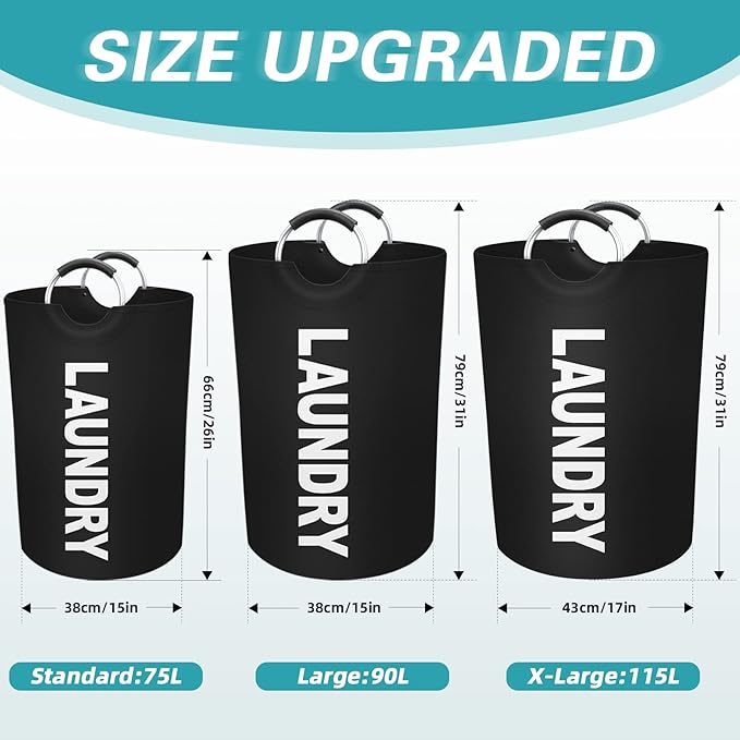 StorageRight 75L Large Laundry Basket, Laundry Hamper, Dirty Clothes Hamper - Image 2
