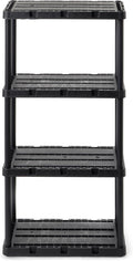 Gracious Living Light Duty Storage Shelves, Knect-A-Shelf 4-Shelf Ventilated Shelving Rack Organizer for Home, Garage, Basement & Laundry, Black by GraciousLiving