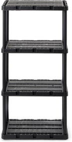 Gracious Living Light Duty Storage Shelves, Knect-A-Shelf 4-Shelf Ventilated Shelving Rack Organizer for Home, Garage, Basement & Laundry, Black by GraciousLiving