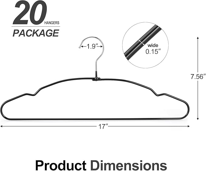 TOPIA HANGER Metal Hangers 20 Pack, Non Slip Clothes Hangers Space Saving - Image 2
