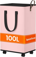 Laundry Basket with Wheels, Collapsible Laundry Baskets, Laundry Hamper with by Unknown