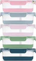 Ello Duraglass Refresh 3.4 Cup Divided Meal Prep Set 10Pc, 5 Pack, 2 by Ello