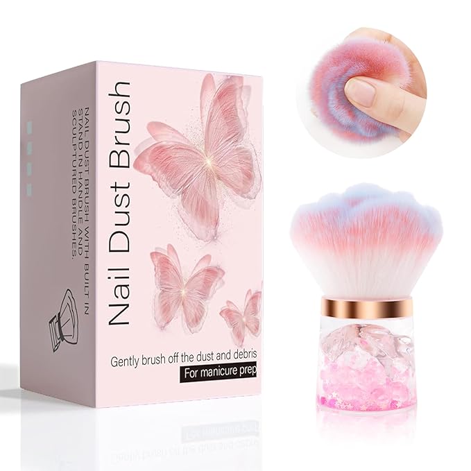 ANGNYA Nail Dust Brush, Rose Nail Art Dust Powder Remover Brush - Image 2