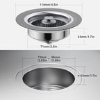 3 in 1 Kitchen Sink Drain Strainer and Stopper, 304 Stainless Steel Pop-up - Image 6