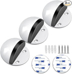 3 Pack Door Stoppers Self Adhesive White Floor Door Stop No Drilling Rubber by Gudui