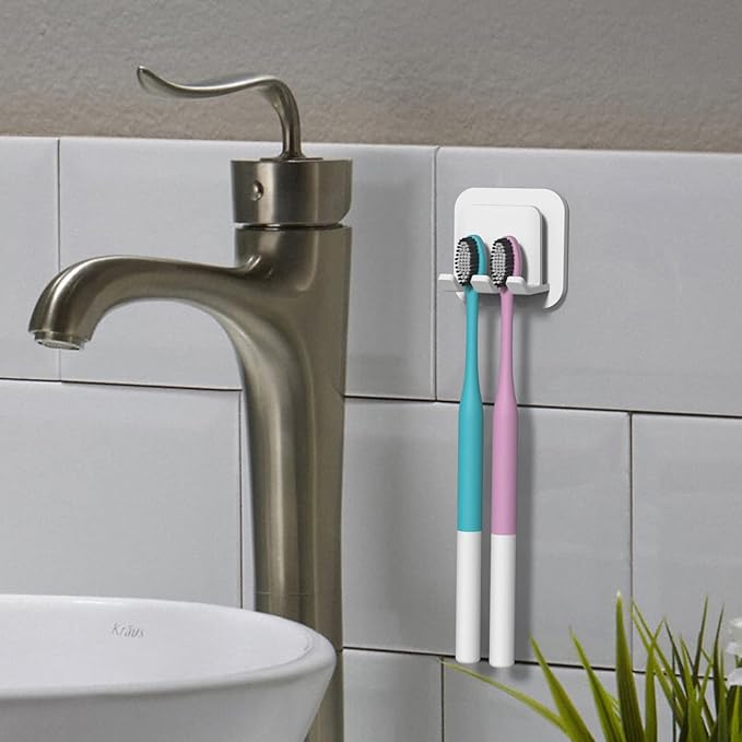 2 PCS Self-Adhesive Toothbrush Holders Wall Mounted, Water Proof Toothbrush Hook - Image 5