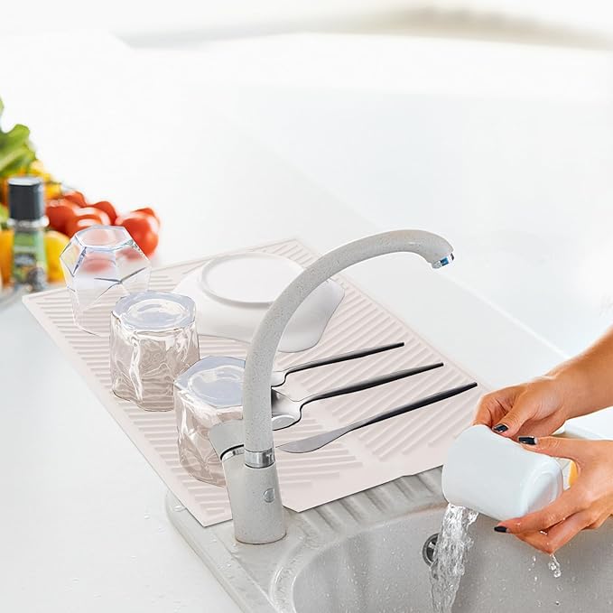 Dish Drying Mat for Kitchen Counter, Silicone Large Dish Drying Pad, Easy Clean - Image 3