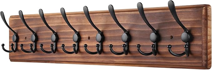 Coat Rack Wall Mount, Wooden Heavy Duty Coat Rack by PHINGEER