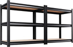 AOAORRG Set of 2 Garage Shelving Heavy Duty Storage Shelves, Metal Adjustable Shelving Unit, Utility Garage Organizer Shelf for Basement, Pantry, Kitchen, Warehouse, 15.7" Dx33.5 Wx35.4 H, Black by Unknown