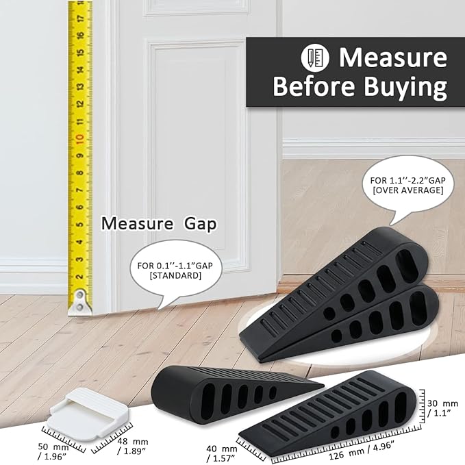 JQK Rubber Door Stopper Wedge, Wooden Floor, DSB61-BK-P6 - Image 2