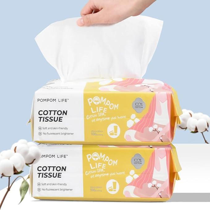 Disposable Face Towel 200 Cont, 7.9"X7.9"Clean Face Towelettes by POMPOMLIFE