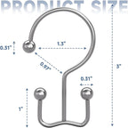 Titanker Shower Curtain Hooks Chrome, Minimalist Simple Double Glide Shower - Image 2