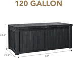 Devoko 120 Gallon Resin Deck Box Waterproof Indoor Outdoor Storage Box Lockable Large Storage Container for Patio Furniture Cushions and Garden Tools - Image 2