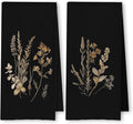 Boho Vintage Botanical Kitchen Towels Set of 2, Rustic Elegant Floral Dish Tea by Unknown