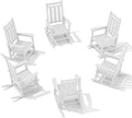 KINGYES Oversized Outdoor Rocking Chair Set of 6, All-Weather Patio Rocking Chairs for Porch, HDPE Outdoor Patio Rockers with High Back & Wide Seat for Garden, Lawn, White by KINGYES