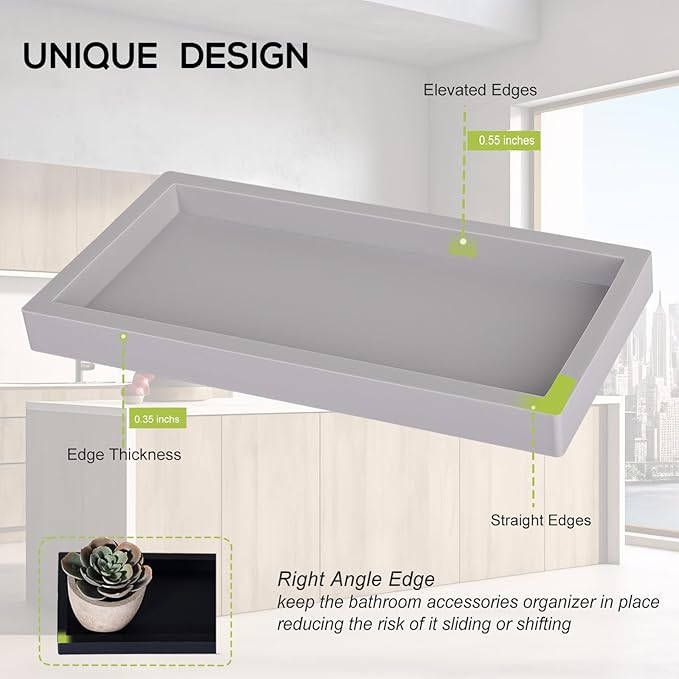 Bathroom Tray, Small Vanity Tray Silicone Soap Dish Sponge Holder Kitchen Sink - Image 4