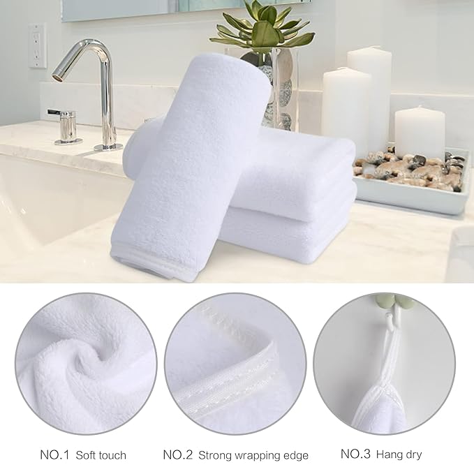 SINLAND Absorbent Coral Velvet Washcloth Ultra Soft Microfiber Face Towels 12 x - Image 5