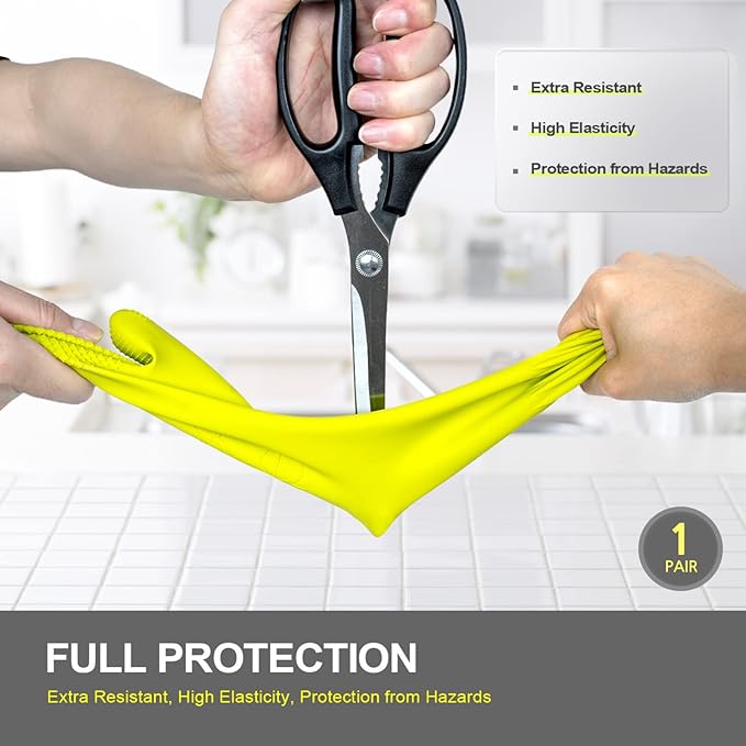 MAMISON Reusable Household Dishwashing Cleaning Rubber Gloves, Non-Slip Kitchen - Image 3