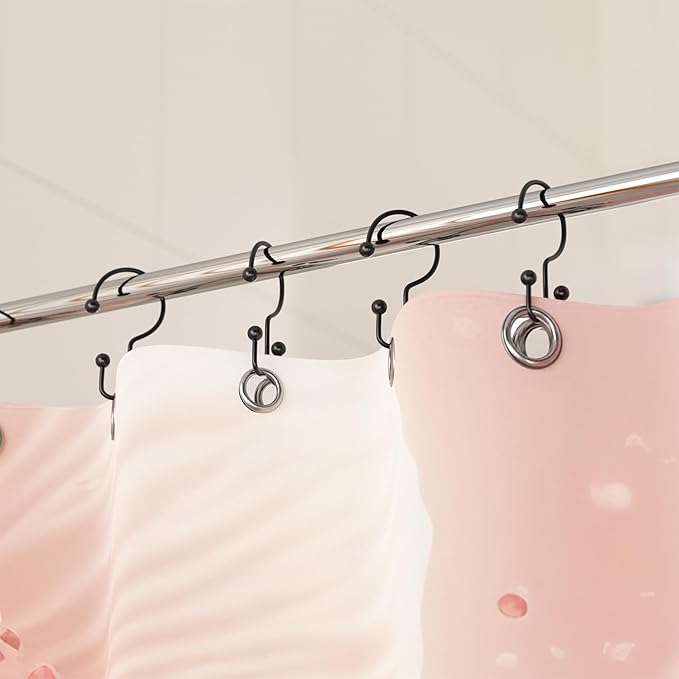 Titanker Shower Curtain Hooks Black, Minimalist Simple Double Glide Shower - Image 7