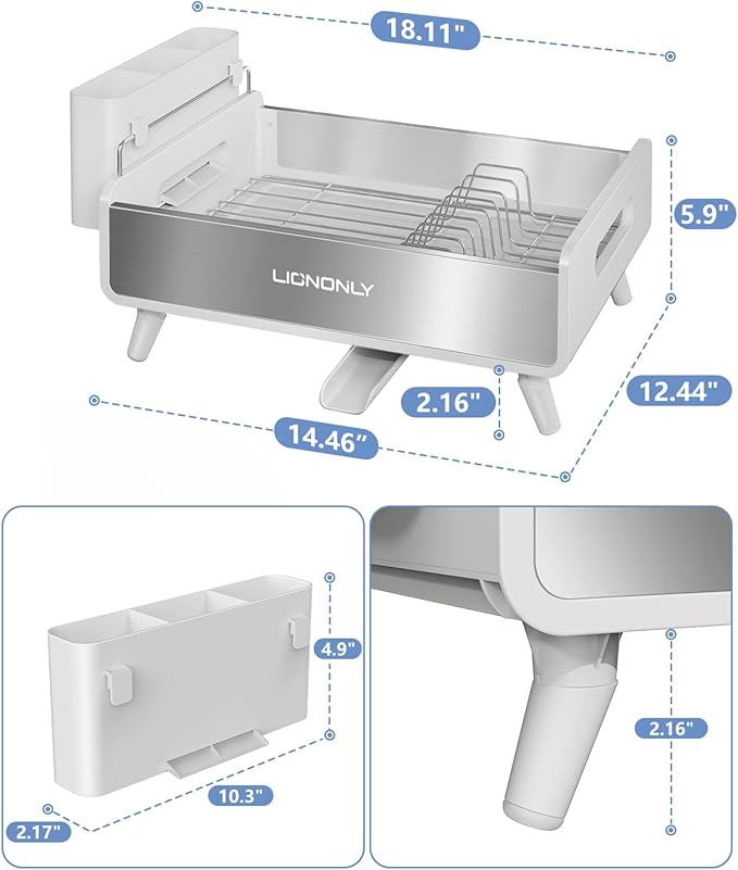 Dish Drying Rack, Thicker Premium Aluminum Frame and 304 Stainless Steel Plate - Image 6