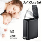 1.6 Gallon Black Bathroom Step Trash Can - Image 4