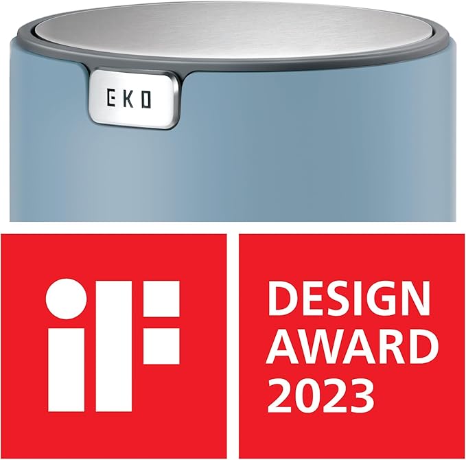 EKO Mini Desk Trash Can with Swing-Top Lid 0.4 Gallon Small Table Round - Image 3
