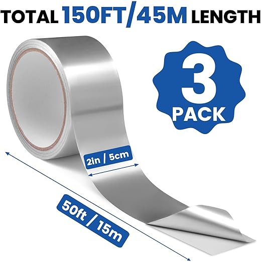 3 Pack Aluminum Foil Tape, 3.9 mil 2" x 150 Feet Total Foil Tape, Metal Tapes - Image 2