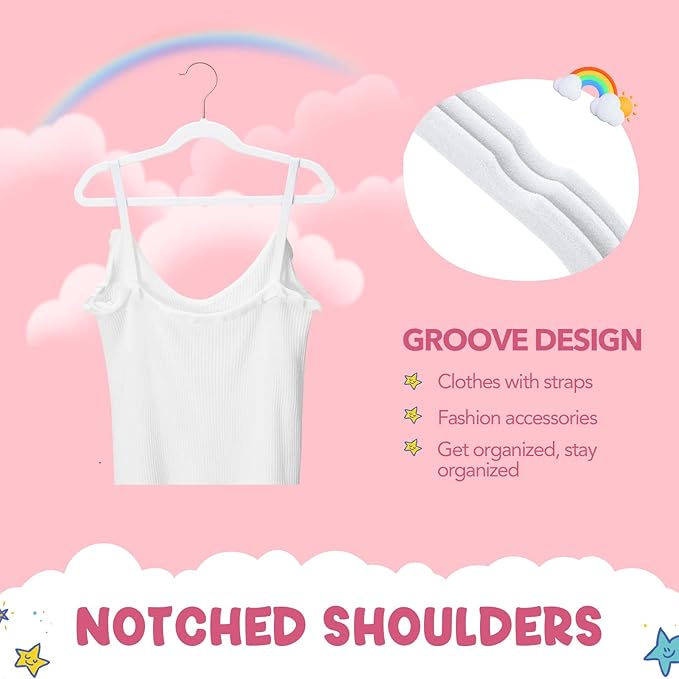 HOUSE DAY Velvet Kids Hangers 60 Pack, Premium Childrens Hangers - Image 5