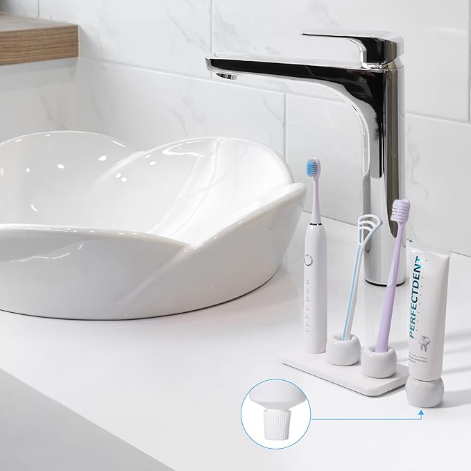 3 Pack Mini Ceramic Toothbrush Holder Stand - Image 7