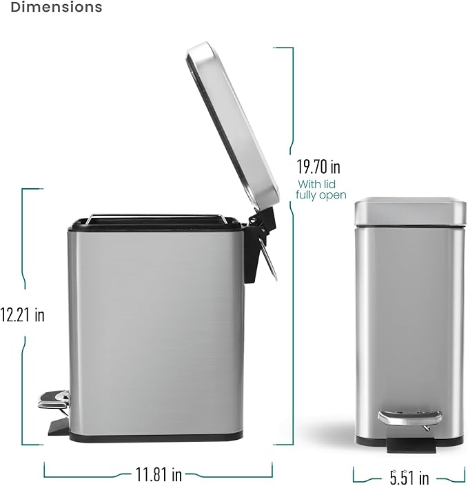 Home Zone Living 3-Pack 1.3 Gallon Small Bathroom Trash Can - Image 7