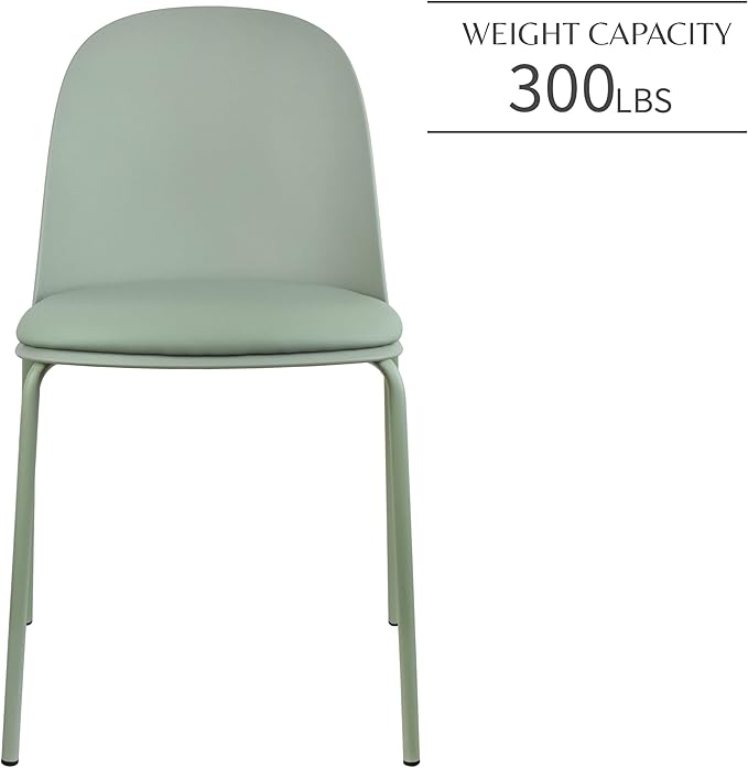 2xhome Modern Stackable Armless Dining Chair | Plastic Shell Seat with Metal Legs | Indoor or Outdoor Use | Home Kitchen Patio (4, Green, Padded Seat) - Image 5